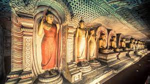 Traditional Buddhist paintings inside a temple in Sri Lanka